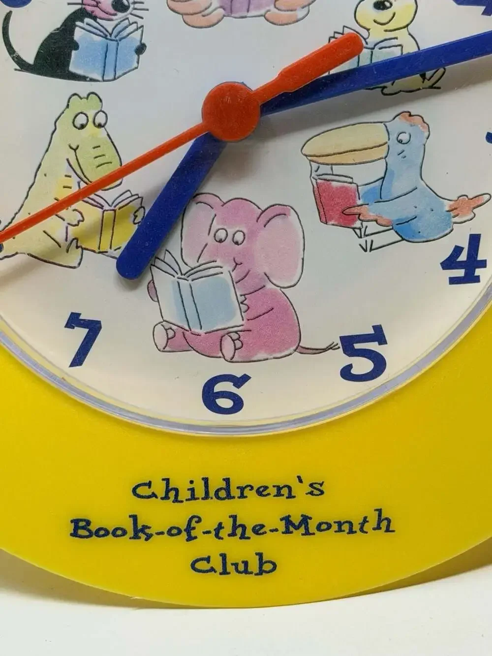 Vintage Children's Book-of-the-Month Club It's Time to Read Yellow Wall Clock